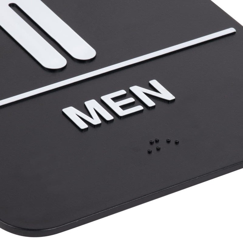 AborenCo ADA Men and Women Restrooms Sign Set with Braille Toilet Door Plate for Business Restaurant, 6" x 9" (Men and Women Set Black) - Image 3